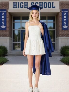 Steve Madden White Lace Spaghetti-Strap Mini Dress
